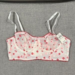 Aerie Show Off Embroidery Unlined Balconette Bra 36B